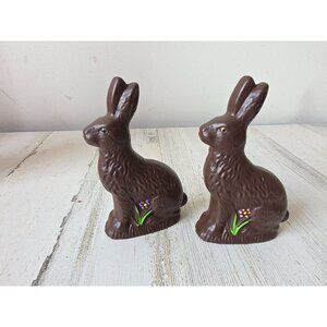 Vintage ceramic chocolate Faux bunny rabbit statue figurine Easter decor